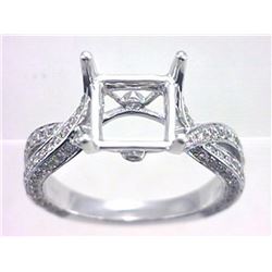 Genuine 14K White Gold 0.79CTW Diamond Semi Mount Ring - REF-76M4F