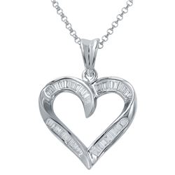 Genuine 0.39 TCW 14K White Gold Ladies Necklace - REF-69X2Y