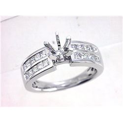 Genuine 18K White Gold 0.82CTW Diamond Semi Mount Ring - REF-145G7M
