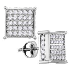 1CT Diamond Square 10KT Earrings White Gold