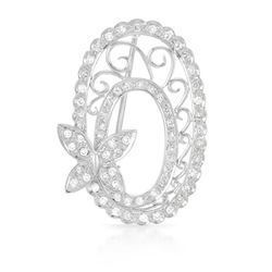 Genuine 0.73 TCW 18K White Gold Ladies Brooch - REF-103T2K