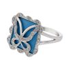 Image 1 : Genuine 18K WhiteGold 5.42CTW Turquoise Cocktail Ring - REF-88G7M