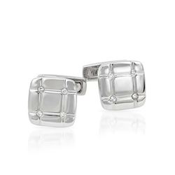 Genuine 0.14 TCW 14K White Gold Ladies Cuff Links - REF-92N9A