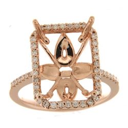 Genuine 14K Rose Gold 0.36CTW Diamond Semi Mount Ring - REF-62Y5Z