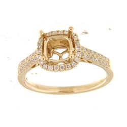 Genuine 14K Yellow Gold 0.33CTW Diamond Semi Mount Ring - REF-62T2K