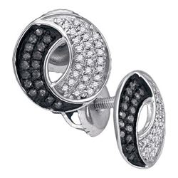 0.20CTW White and Black Diamond Micro-Pave 10KT Earrings White Gold