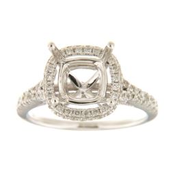 Genuine 14K White Gold 0.63CTW Diamond Semi Mount Ring - REF-86N3A