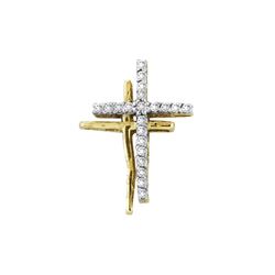 0.25CT Diamond Cross 10KT Pendant Yellow Gold