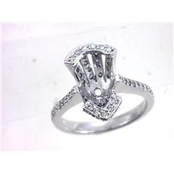 Genuine 14K White Gold 0.7CTW Diamond Semi Mount Ring - REF-62W4G