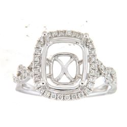 Genuine 14K White Gold 0.54CTW Diamond Semi Mount Ring - REF-79A7X