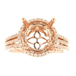 Genuine 14K Rose Gold 0.53CTW Diamond Semi Mount Ring - REF-80T2K