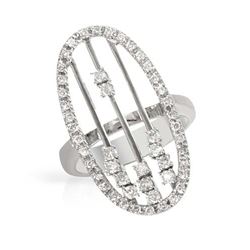 Genuine 0.67 TCW 18K White Gold Ladies Ring - REF-136K2R