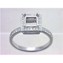 Genuine 18K White Gold 0.54CTW Diamond Semi Mount Ring - REF-98Y2Z