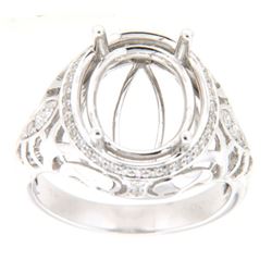 Genuine 14K White Gold 0.3CTW Diamond Semi Mount Ring - REF-72Z8T
