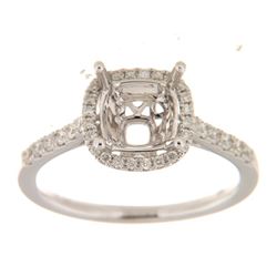 Genuine 14K White Gold 0.3CTW Diamond Semi Mount Ring - REF-49X2Y
