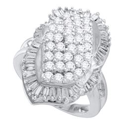 1.75CT Diamond Cluster 10KT Ring White Gold