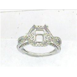 Genuine 14K White Gold 0.65CTW Diamond Semi Mount Ring - REF-73W7G