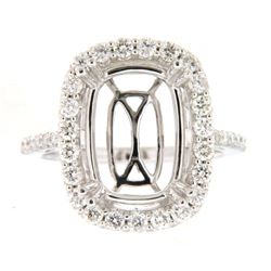 Genuine 14K White Gold 0.86CTW Diamond Semi Mount Ring - REF-110T8K