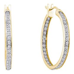 0.25CT Diamond Hoops 14KT Earrings Yellow Gold