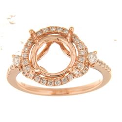 Genuine 14K Rose Gold 0.56CTW Diamond Semi Mount Ring - REF-77K2R