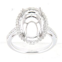 Genuine 14K White Gold 0.39CTW Diamond Semi Mount Ring - REF-61H9W