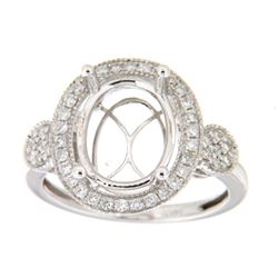 Genuine 14K White Gold 0.38CTW Diamond Semi Mount Ring - REF-64F2N