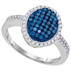 0.50CTW White and Blue Diamond Anniversary 10KT Ring White Gold