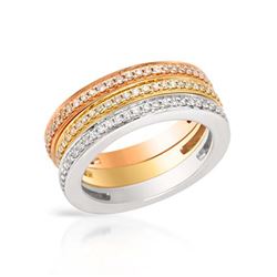 Genuine 0.79TCW 14K Tri Color Gold Ladies Band Ring - REF-108N4A