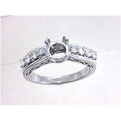 Genuine 18K White Gold 0.4CTW Diamond Semi Mount Ring - REF-96A2X