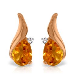 3.26 ctw Citrine & Diamond Earrings Jewelry 14KT Rose Gold