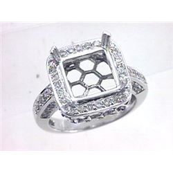 Genuine 14K White Gold 0.74CTW Diamond Semi Mount Ring - REF-85X7Y