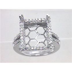 Genuine 14K White Gold 0.46CTW Diamond Semi Mount Ring - REF-72N5A