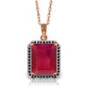 Image 1 : 7.45 ctw Ruby & Black Diamond Necklace Jewelry 14KT Rose Gold