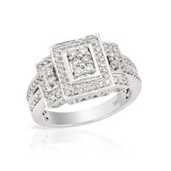 Genuine 0.65 TCW 14K White Gold Ladies Ring - REF-87H5W