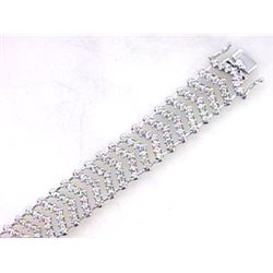 Genuine 14K White Gold 7.68CTW Diamond Tennis Bracelet - REF-653F6N