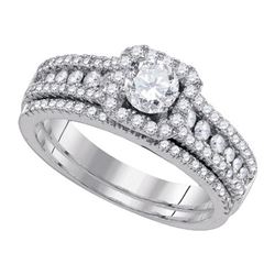 1CT Diamond Bridal 14KT Ring White Gold