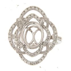 Genuine 14K White Gold 0.74CTW Diamond Semi Mount Ring - REF-102G4M