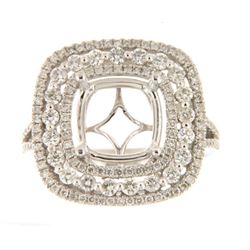 Genuine 14K White Gold 0.99CTW Diamond Semi Mount Ring - REF-125Z8T