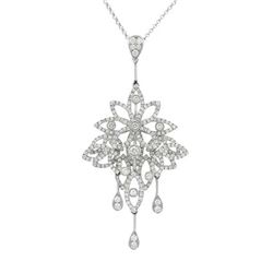 Genuine 1.98 TCW 18K White Gold Ladies Necklace - REF-354H3W