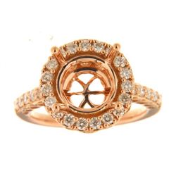 Genuine 14K Rose Gold 0.74CTW Diamond Semi Mount Ring - REF-97W4G