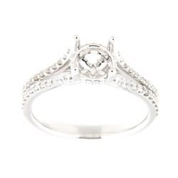 Genuine 14K White Gold 0.33CTW Diamond Semi Mount Ring - REF-59Y2Z