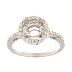 Genuine 14K White Gold 0.45CTW Diamond Semi Mount Ring - REF-76G2M