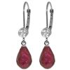 Image 1 : 6.63 ctw Ruby & Diamond Earrings Jewelry 14KT White Gold