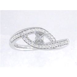 Genuine 14K White Gold 0.18CTW Diamond Semi Mount Ring - REF-42F3N