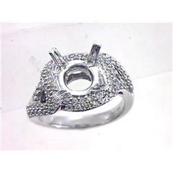 Genuine 14K White Gold 0.77CTW Diamond Semi Mount Ring - REF-82R9H