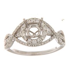 Genuine 14K White Gold 0.75CTW Diamond Semi Mount Ring - REF-74A5X