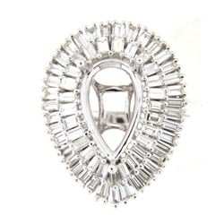 Genuine 14K White Gold 1.88CTW Baguette Semi Mount Ring - REF-246N7A