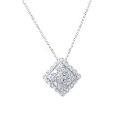 Genuine 0.73 TCW 18K White Gold Ladies Necklace - REF-112W3G