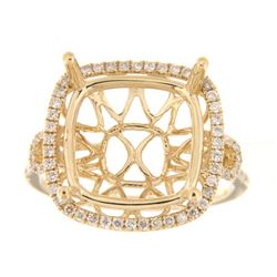 Genuine 14K Yellow Gold 0.44CTW Diamond Semi Mount Ring - REF-69N6A