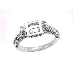 Genuine 18K White Gold 0.87CTW Diamond Semi Mount Ring - REF-111M6F